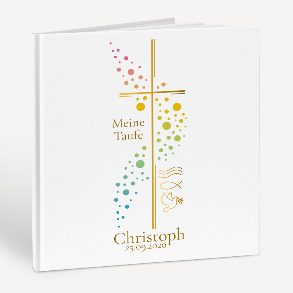 Gästebuch Taufe Kreuz mit Symbolen