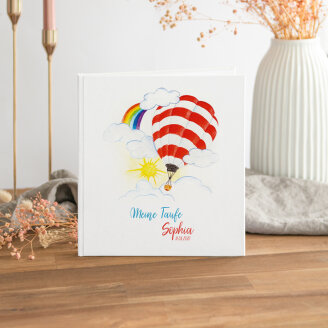 Gästebuch Taufe Heißluftballon mit Regenbogen